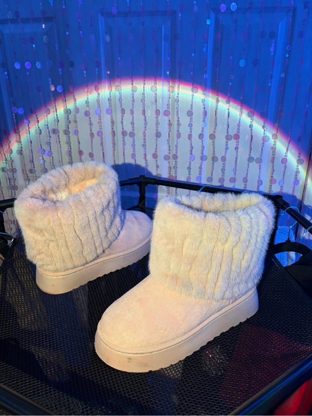Cream Faux Fur Winter Boots size 8.5